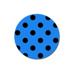 Polka Dots - Black on Dodger Blue Magnet 3  (Round)