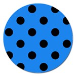 Polka Dots - Black on Dodger Blue Magnet 5  (Round)