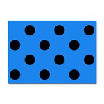 Polka Dots - Black on Dodger Blue Sticker A4 (10 pack)