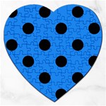 Polka Dots - Black on Dodger Blue Jigsaw Puzzle (Heart)