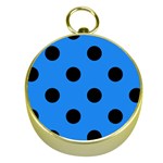 Polka Dots - Black on Dodger Blue Gold Compass