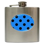 Polka Dots - Black on Dodger Blue Hip Flask (6 oz)