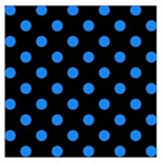 Polka Dots - Dodger Blue on Black Large Satin Scarf (Square)