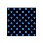 Polka Dots - Dodger Blue on Black Satin Bandana Scarf