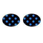 Polka Dots - Dodger Blue on Black Cufflinks (Oval)