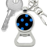 Polka Dots - Dodger Blue on Black Bottle Opener Key Chain