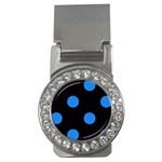 Polka Dots - Dodger Blue on Black Money Clip (CZ)