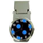 Polka Dots - Dodger Blue on Black Money Clip Watch