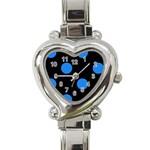 Polka Dots - Dodger Blue on Black Heart Italian Charm Watch