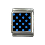 Polka Dots - Dodger Blue on Black Italian Charm (13mm)