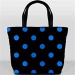 Polka Dots - Dodger Blue on Black Bucket Bag
