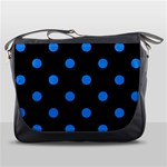 Polka Dots - Dodger Blue on Black Messenger Bag