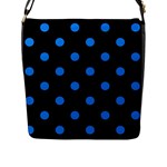 Polka Dots - Dodger Blue on Black Flap Closure Messenger Bag (L)
