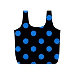 Polka Dots - Dodger Blue on Black Full Print Recycle Bag (S)