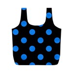 Polka Dots - Dodger Blue on Black Full Print Recycle Bag (M)