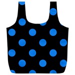 Polka Dots - Dodger Blue on Black Full Print Recycle Bag (XL)