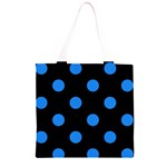Polka Dots - Dodger Blue on Black Grocery Light Tote Bag