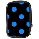 Polka Dots - Dodger Blue on Black Compact Camera Leather Case
