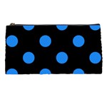 Polka Dots - Dodger Blue on Black Pencil Case
