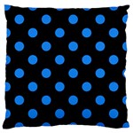 Polka Dots - Dodger Blue on Black Large Cushion Case (Two Sides)