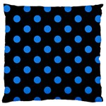 Polka Dots - Dodger Blue on Black Standard Flano Cushion Case (Two Sides)