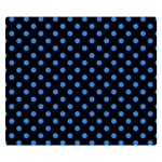 Polka Dots - Dodger Blue on Black Double Sided Flano Blanket (Small)