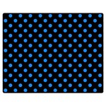 Polka Dots - Dodger Blue on Black Double Sided Flano Blanket (Medium)