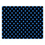 Polka Dots - Dodger Blue on Black Double Sided Flano Blanket (Large)