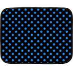 Polka Dots - Dodger Blue on Black Double Sided Fleece Blanket (Mini)