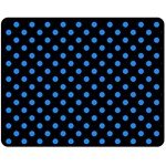 Polka Dots - Dodger Blue on Black Fleece Blanket (Medium) (One Side)