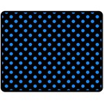 Polka Dots - Dodger Blue on Black Double Sided Fleece Blanket (Medium) (Two Sides)