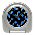 Polka Dots - Dodger Blue on Black Desk Alarm Clock