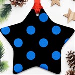 Polka Dots - Dodger Blue on Black Star Ornament (Two Sides)