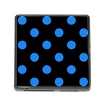 Polka Dots - Dodger Blue on Black Memory Card Reader (Square)