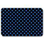 Polka Dots - Dodger Blue on Black Large Doormat