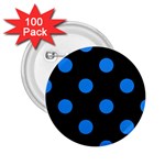 Polka Dots - Dodger Blue on Black 2.25  Button (100 pack)