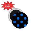 Polka Dots - Dodger Blue on Black 1.75  Magnet (10 pack)