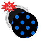 Polka Dots - Dodger Blue on Black 2.25  Magnet (100 pack)