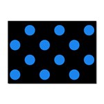 Polka Dots - Dodger Blue on Black Sticker A4 (10 pack)