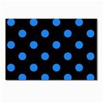 Polka Dots - Dodger Blue on Black Postcard 4  x 6 