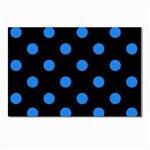 Polka Dots - Dodger Blue on Black Postcard 5  x 7 