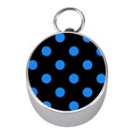 Polka Dots - Dodger Blue on Black Silver Compass (Mini)