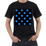 Polka Dots - Dodger Blue on Black Men s T-Shirt (Black)