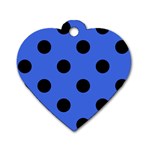 Polka Dots - Black on Royal Blue Dog Tag Heart (Two Sides)
