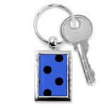 Polka Dots - Black on Royal Blue Key Chain (Rectangle)