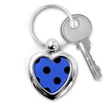 Polka Dots - Black on Royal Blue Key Chain (Heart)