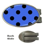 Polka Dots - Black on Royal Blue Money Clip (Oval)
