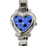 Polka Dots - Black on Royal Blue Heart Italian Charm Watch