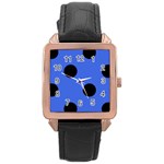 Polka Dots - Black on Royal Blue Rose Gold Leather Watch
