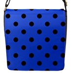 Polka Dots - Black on Royal Blue Flap Closure Messenger Bag (S)